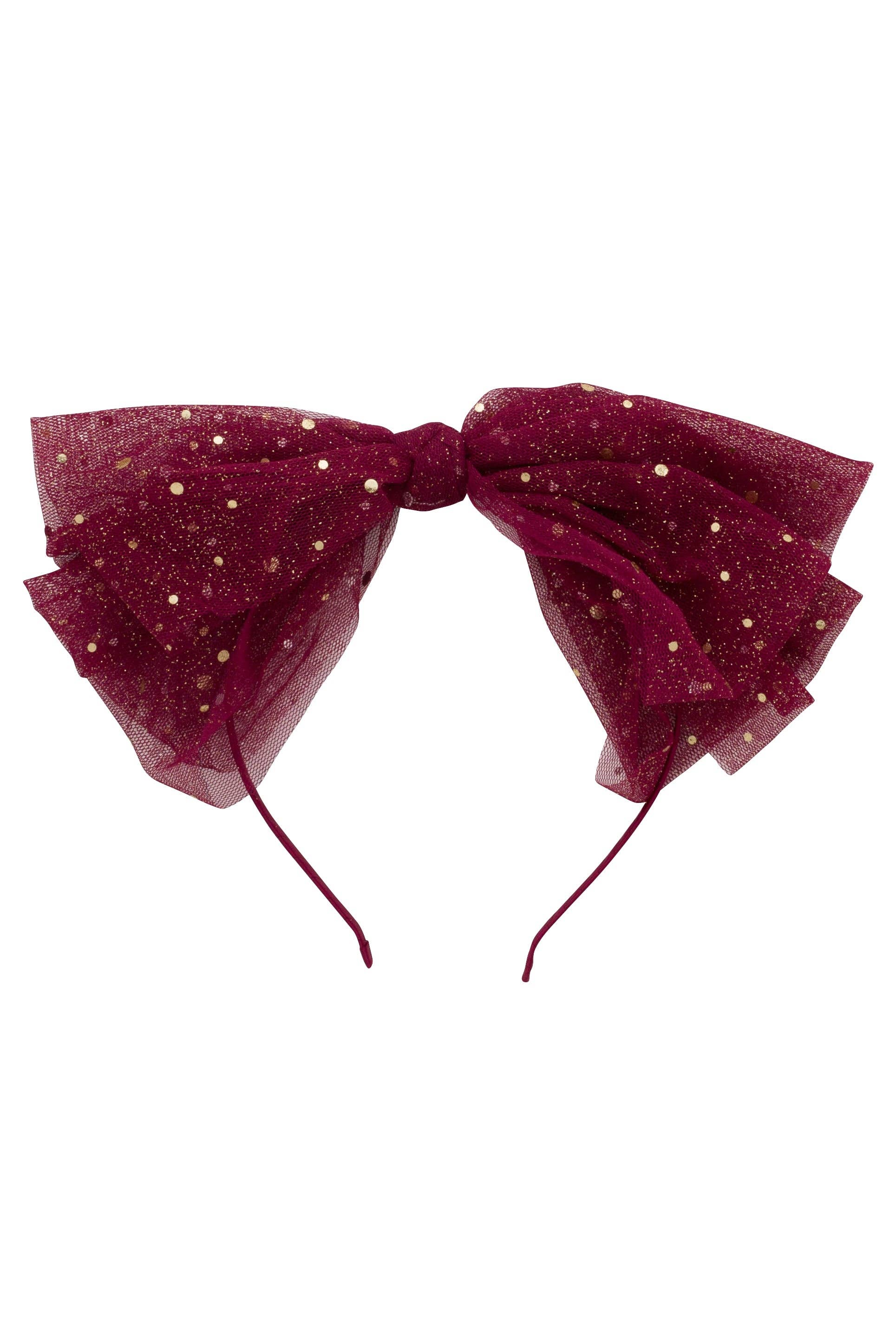 Ava Dot Headband - Burgundy: Burgundy-Little Sprout