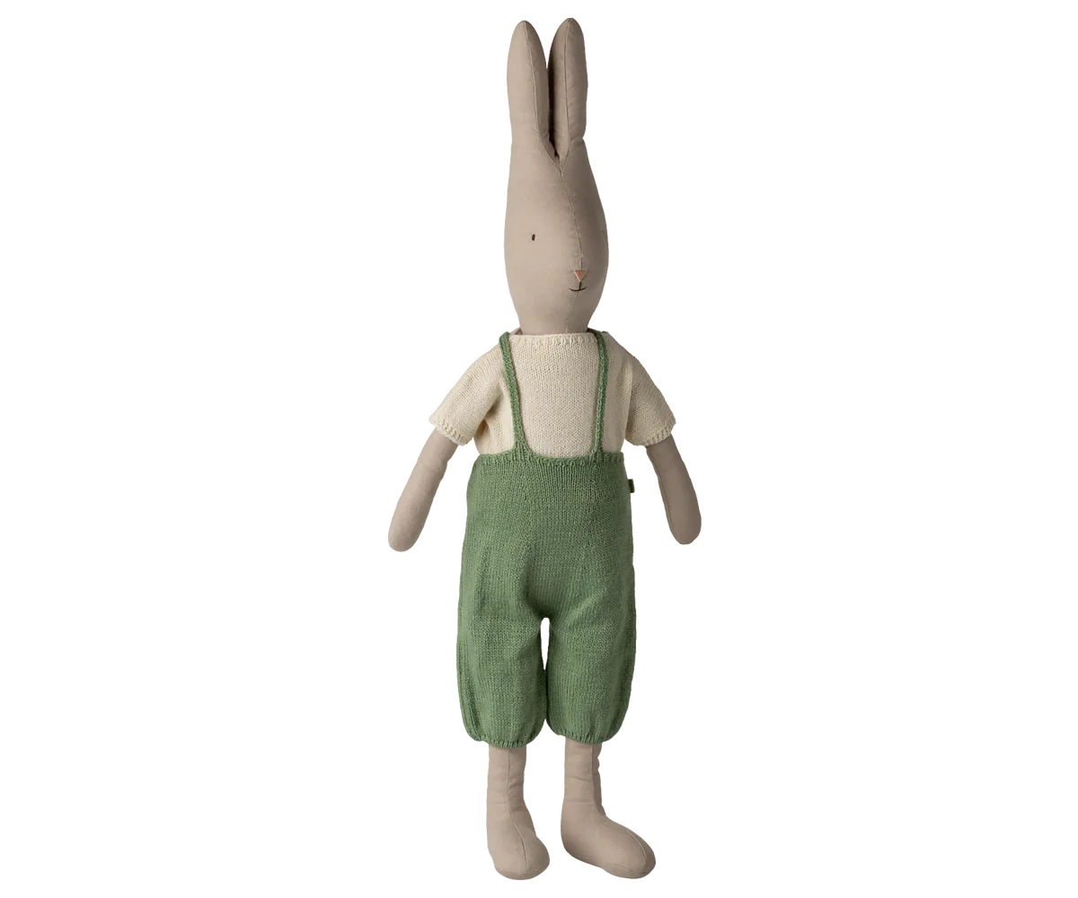 Maileg Rabbit Size 5 Classic Knitted Shirt and Overall Little Sprout