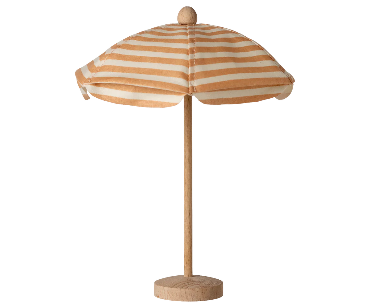 Maileg Beach Umbrella Mouse Soft Coral Little Sprout