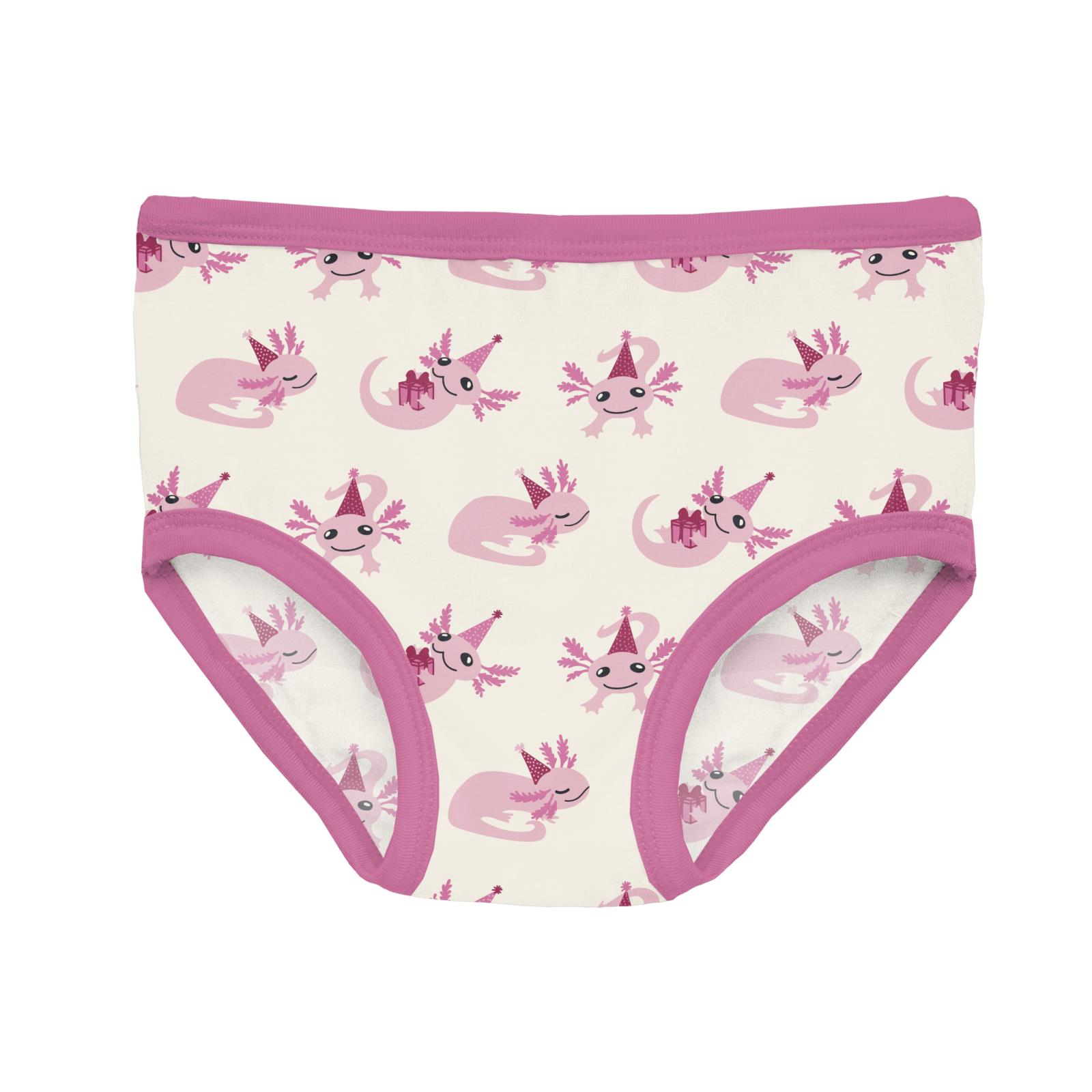 Print Girls Underwear - Natural Axolotl Party-Little Sprout