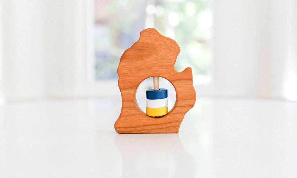 Wooden Michigan Rattle-Little Sprout