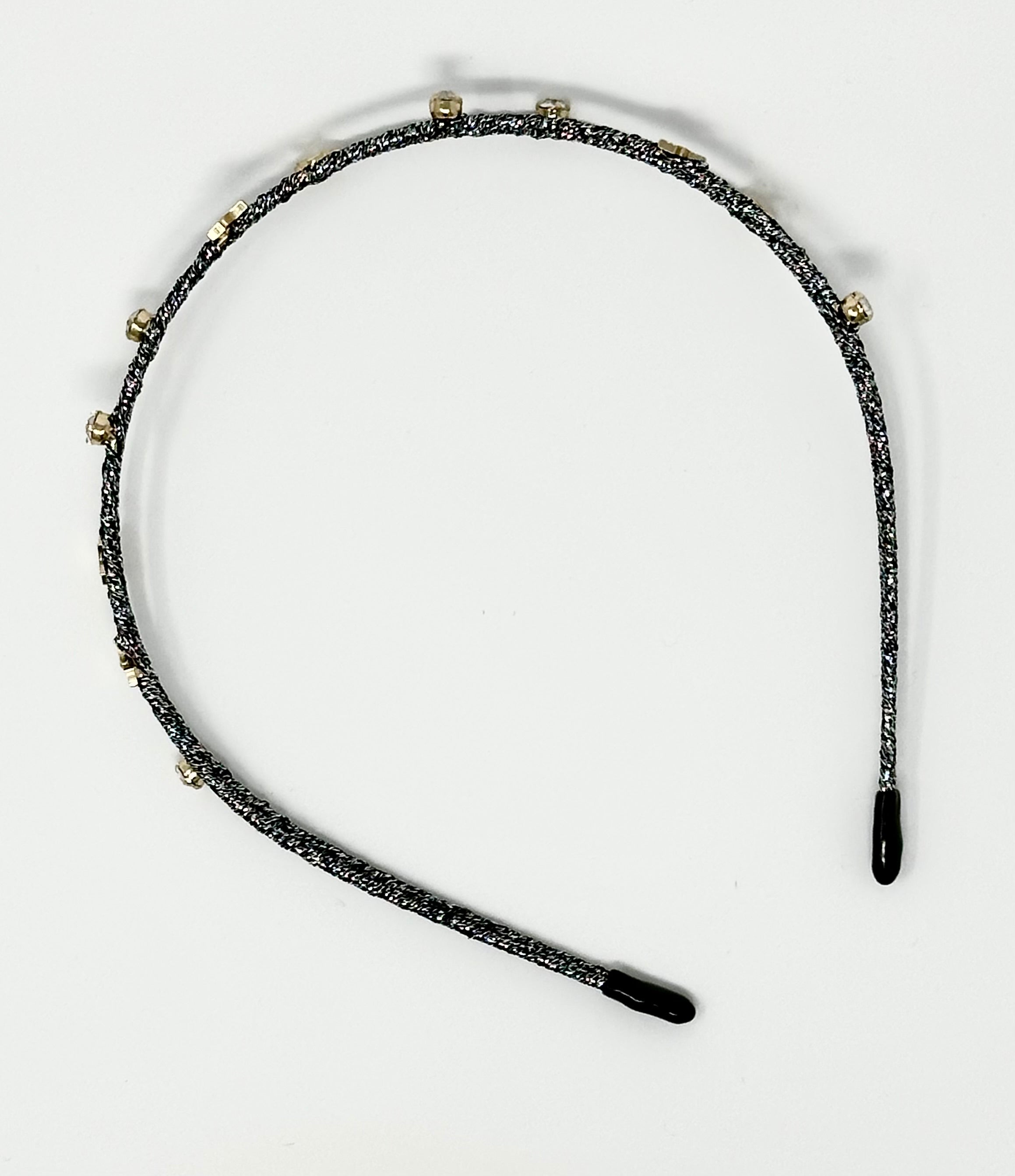 Double Headband with Crystal Accents and Stars - Charcoal-Little Sprout