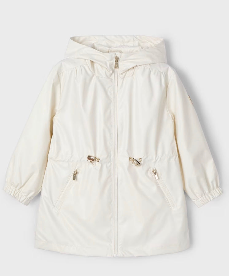 Girl Hooded Windbreaker - Off White-Little Sprout