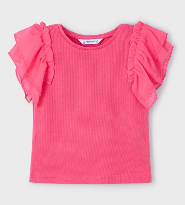 Chiffon Ruffled T-Shirt - Peony-Little Sprout