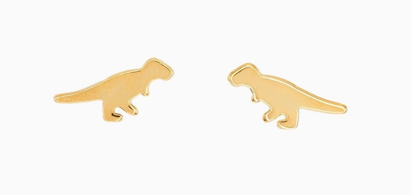 Post Earrings T-Rex - Gold-Little Sprout