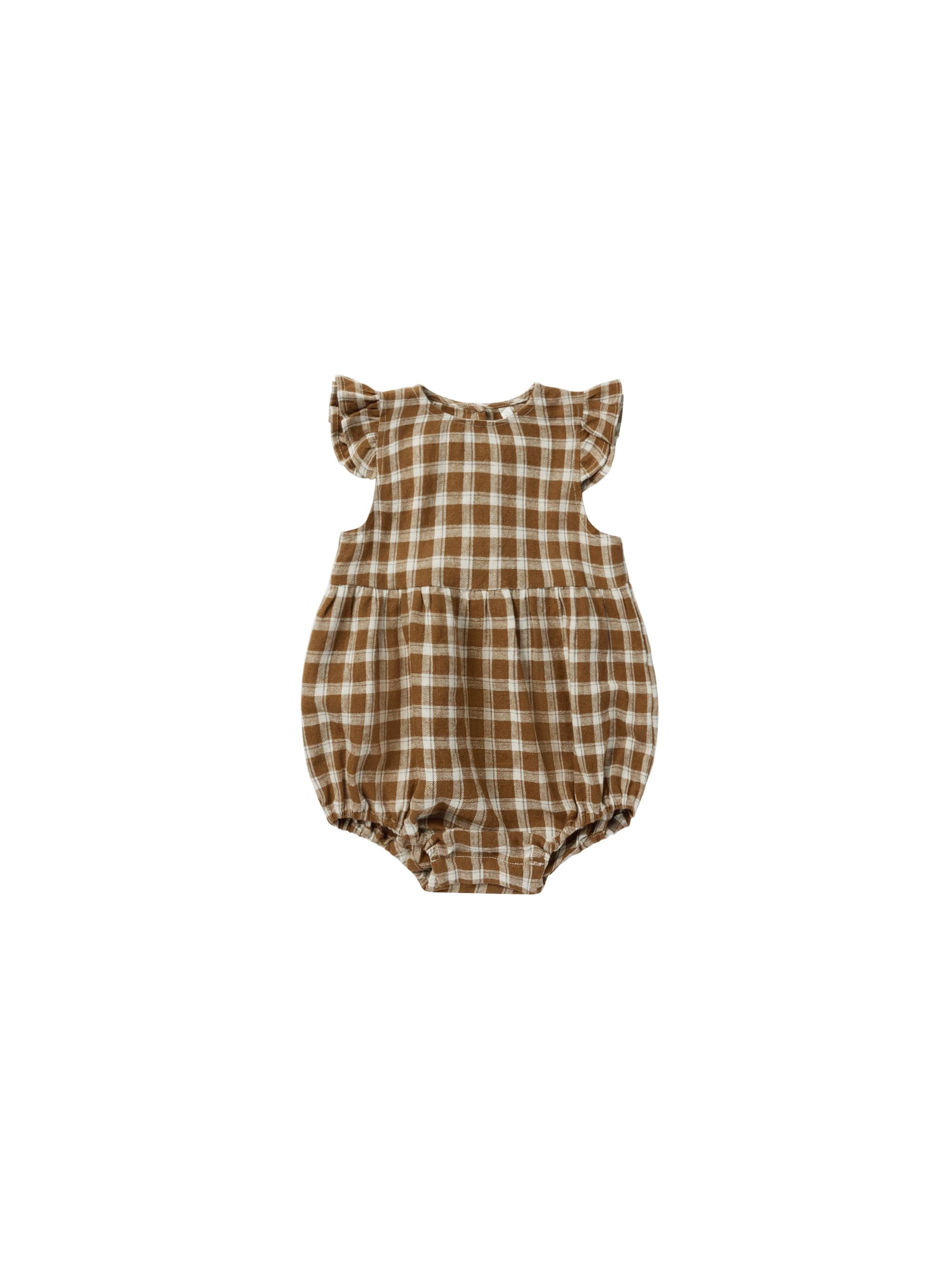 Amelia Romper - Saddle Plaid-Little Sprout