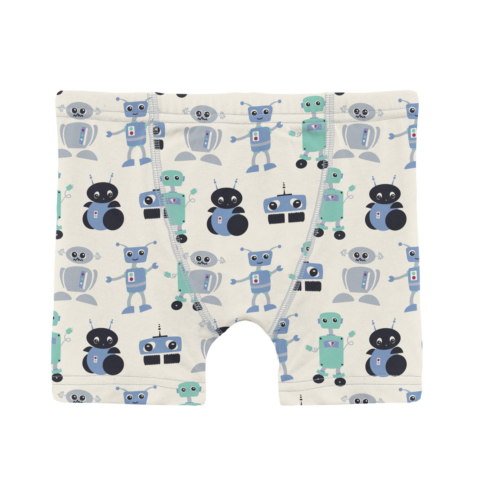 Print Boy Boxer Brief - Natural Robots-Little Sprout