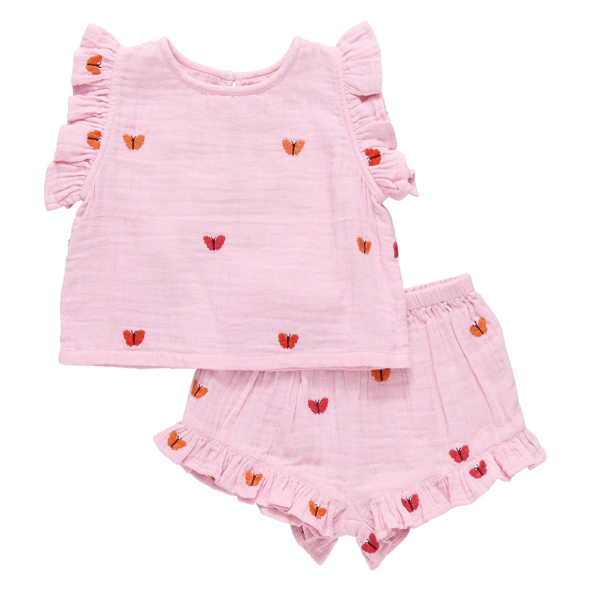 Baby Girl Roey 2-PC Set - Butterfly Embroidery