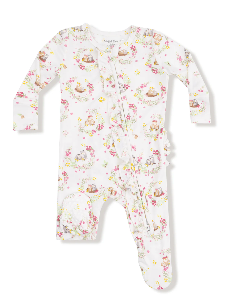Angel Dear 2 way Ruffle Footie Little Sprout Floral Owl Families
