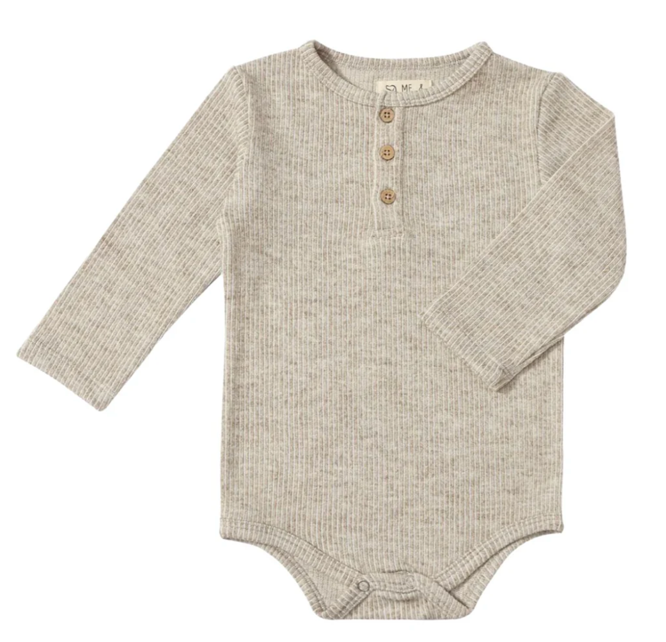 Aynor Henley Onesie Heathered Biscuit Little Sprout Me and Henry