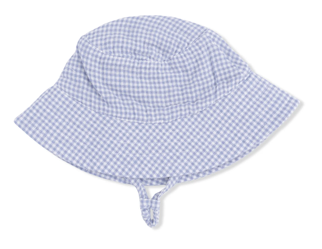 Angel Dear Micro Gingham Blue Blizzard Bucket Hat Little Sprout