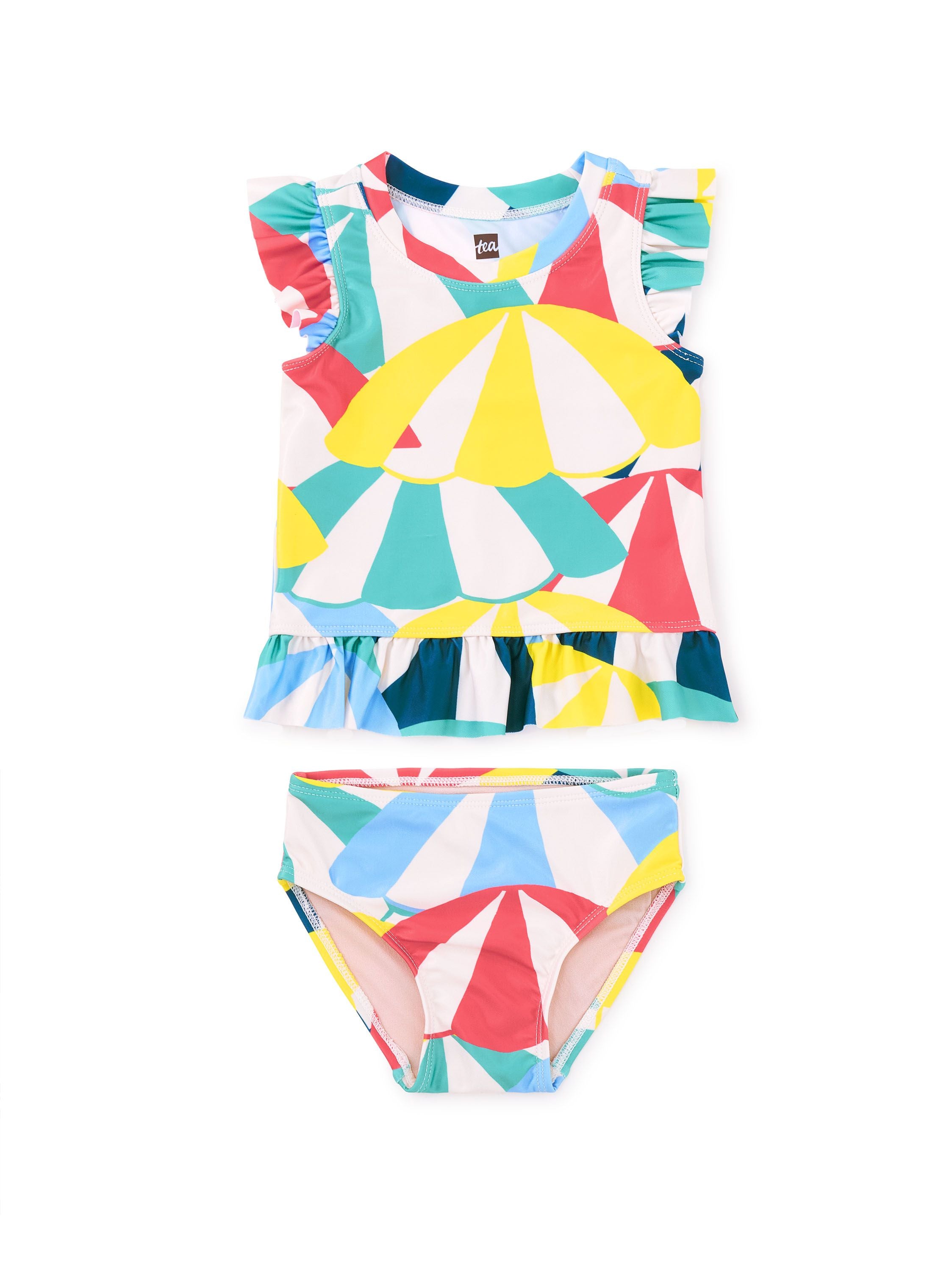 Short Sleeve Baby Swim Set - Beach Umbrellas-Little Sprout