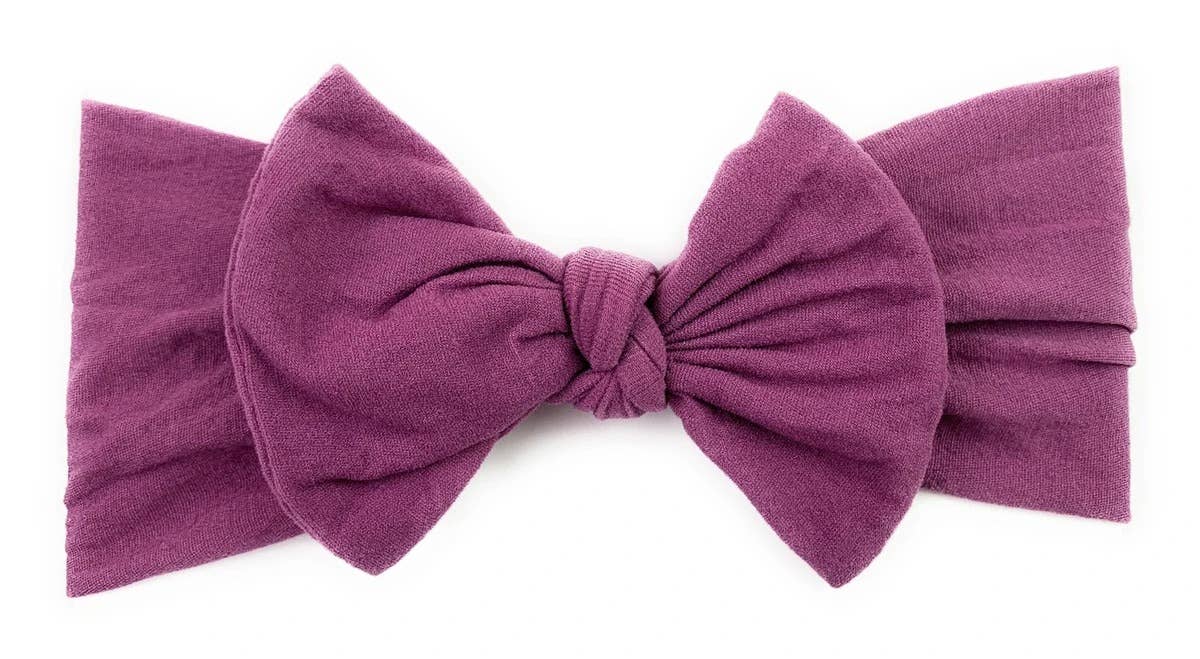 Nylon Bow Knotted Center Headwrap Infant Headband Baby Girl: Ivory-Little Sprout