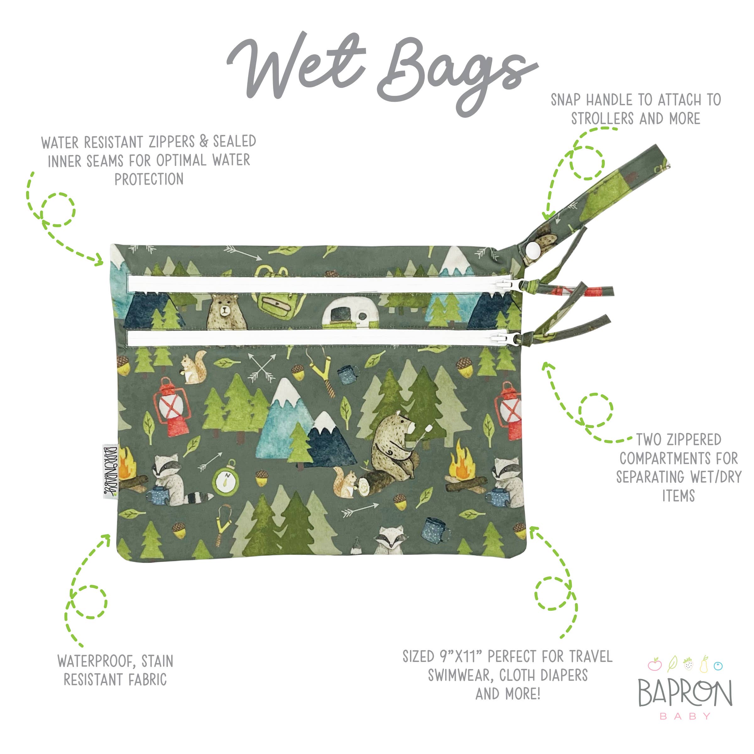 Camping Bears Waterproof Wet Bag