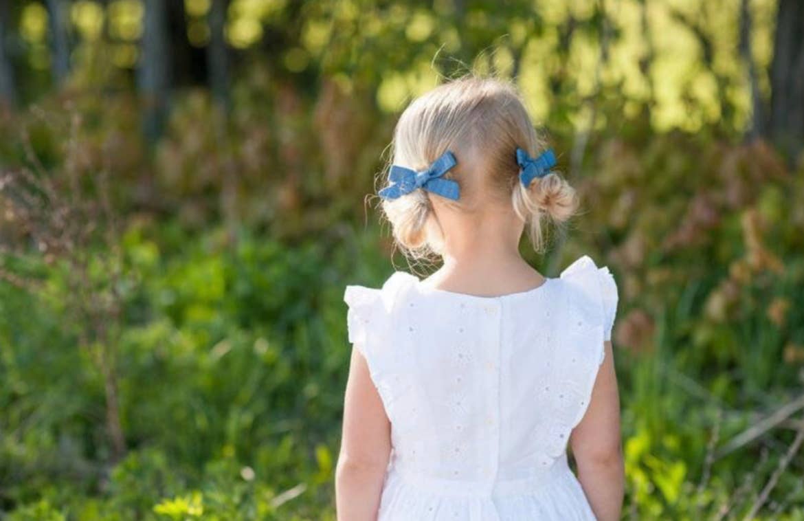 Blush Pink Hand Tied Pigtail Bows: 1 Bow on Headband-Little Sprout