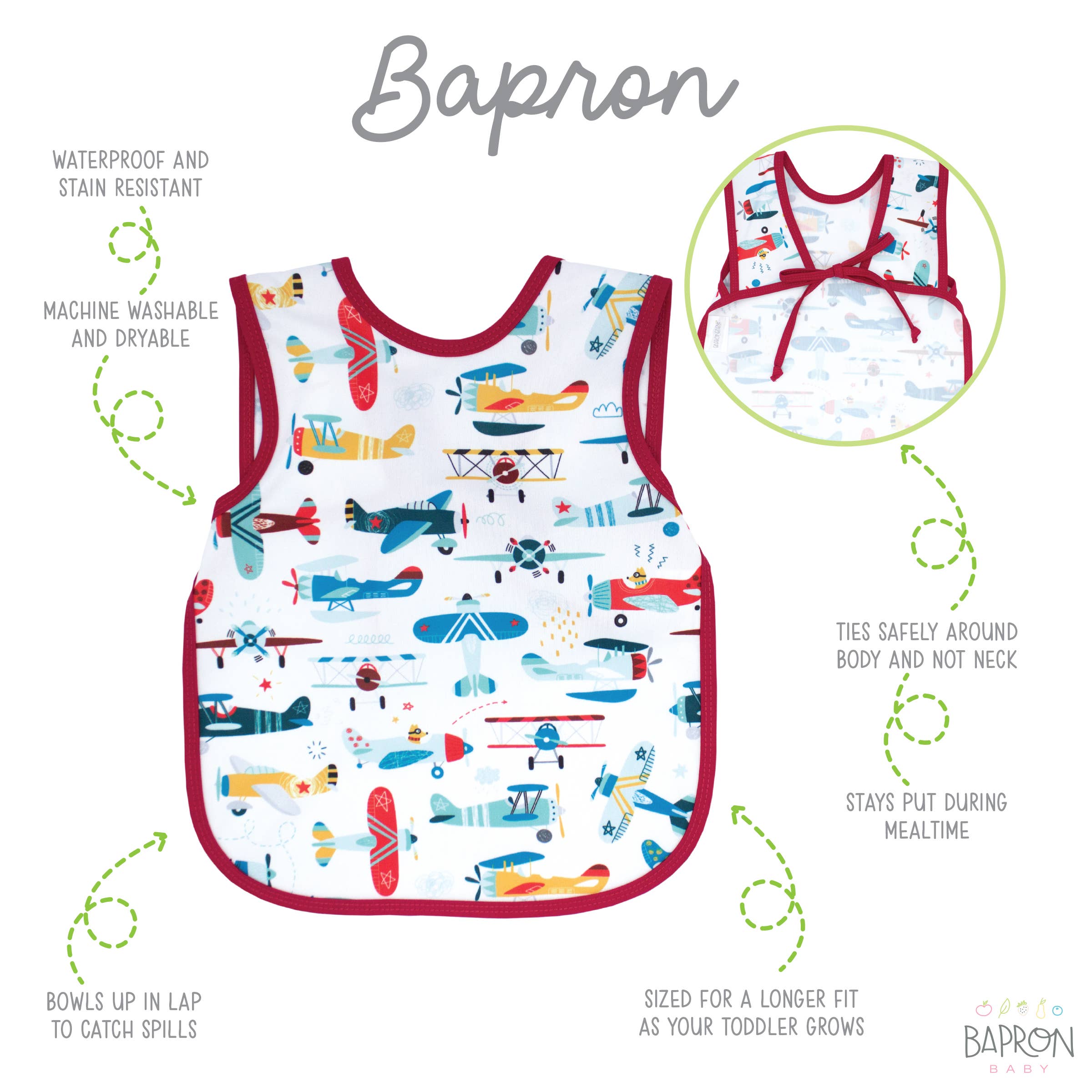 Retro Airplanes Bapron: Toddler (6m-3T)-Little Sprout