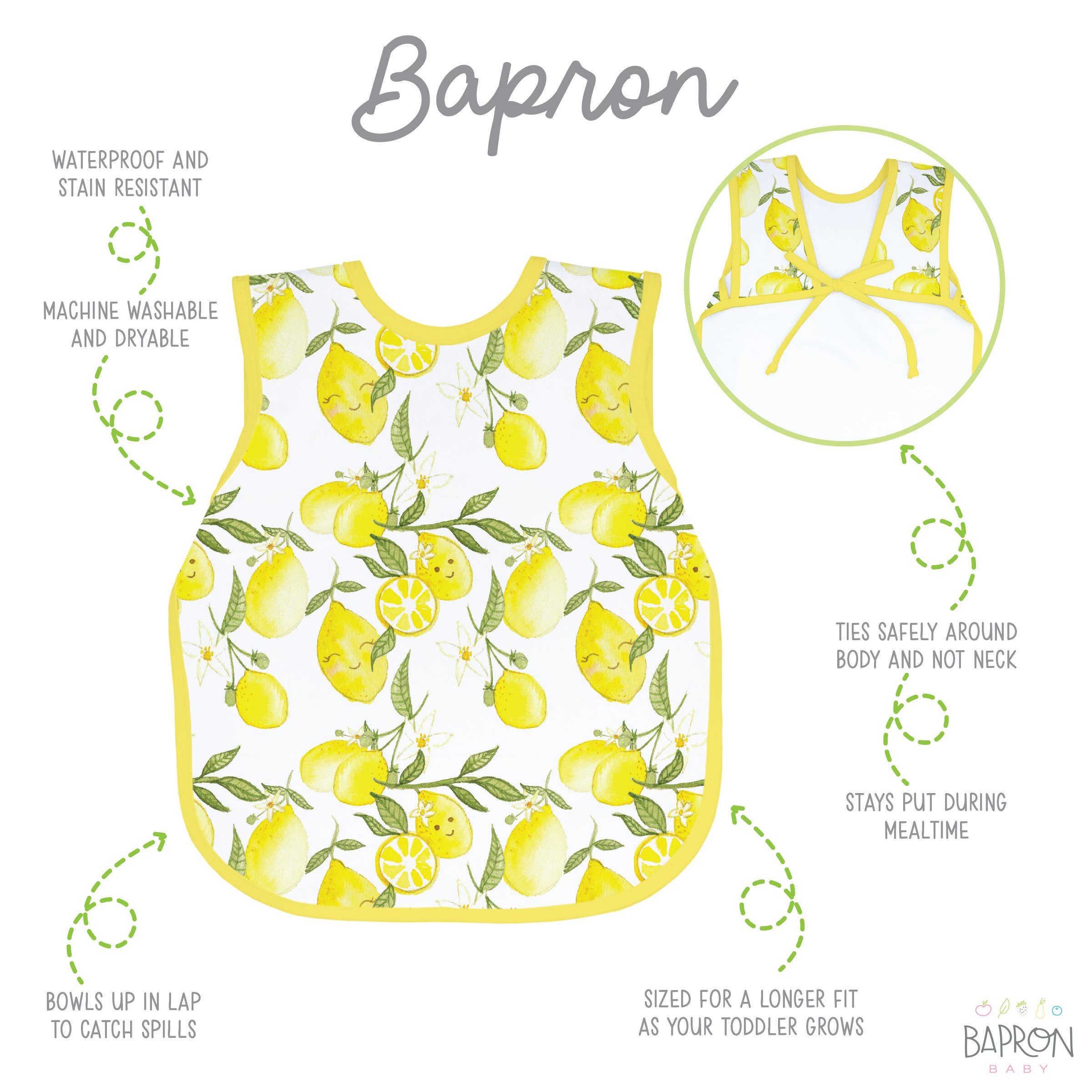 Fresh Lemon Bapron: Toddler (6m-3T)