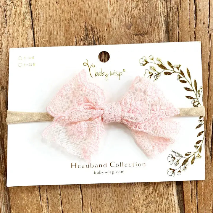 Lace Tied Bow - Light Pink-Little Sprout