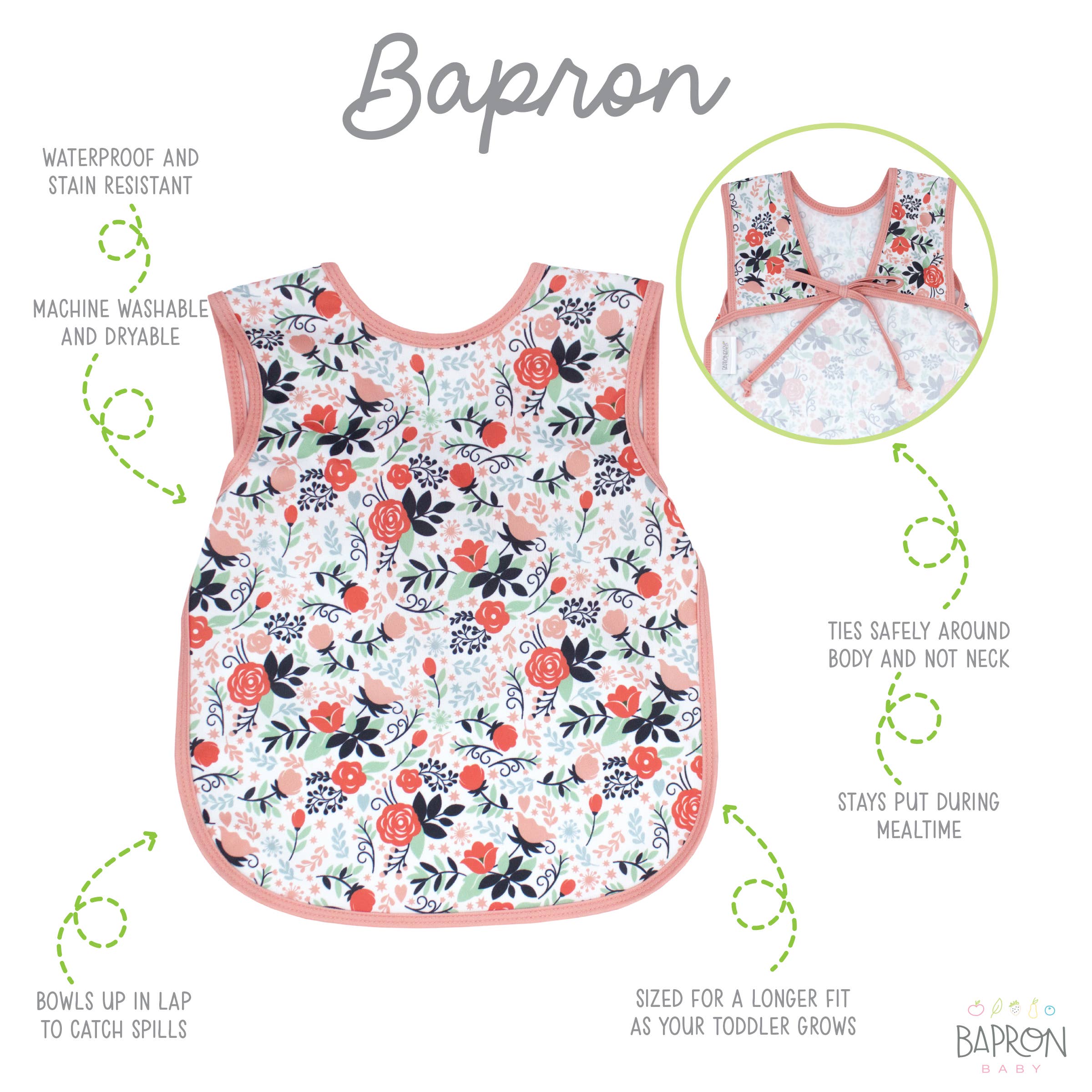 Vintage Rose Bapron: Toddler (6m-3T)