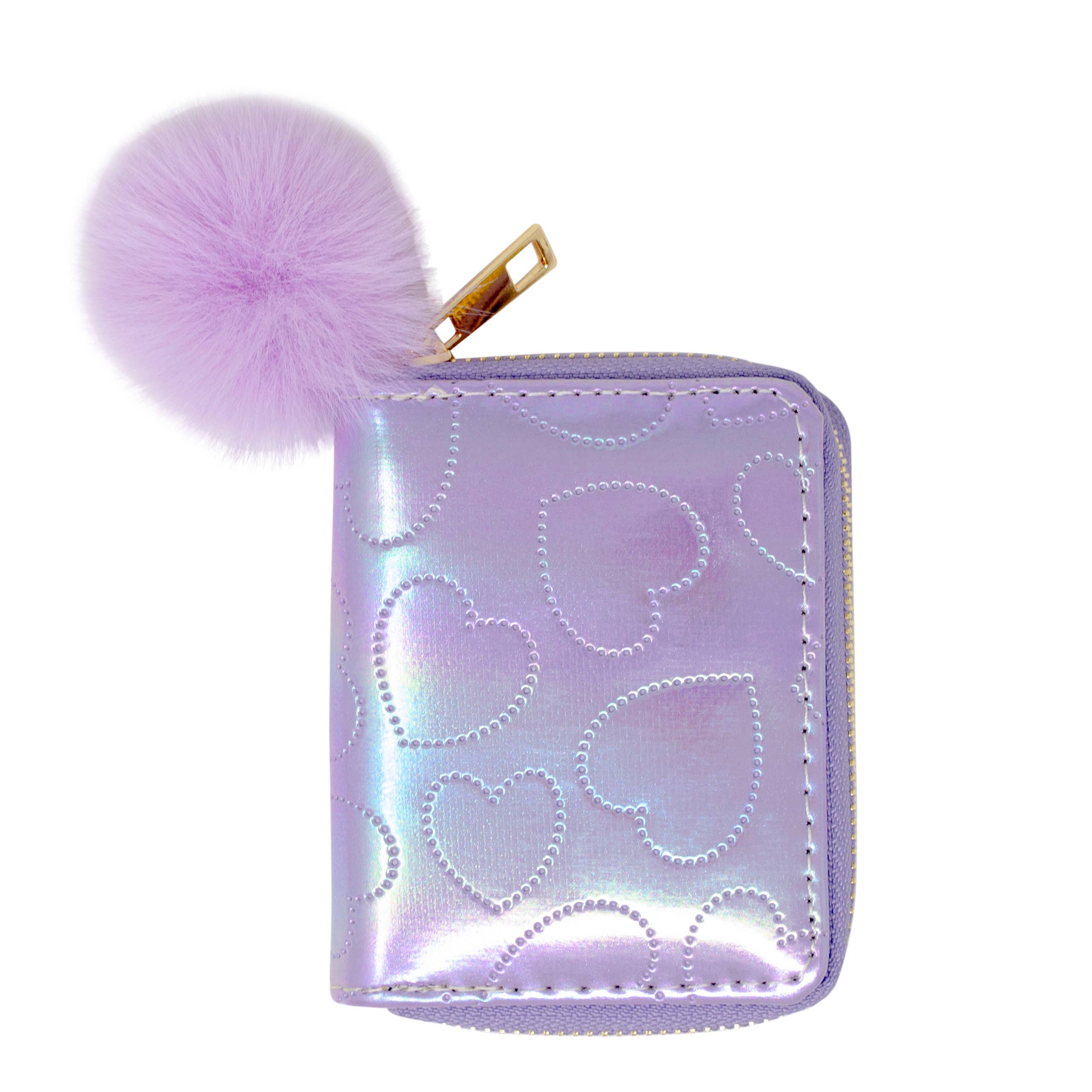 Shiny Dotted Heart Wallet: Purple-Little Sprout