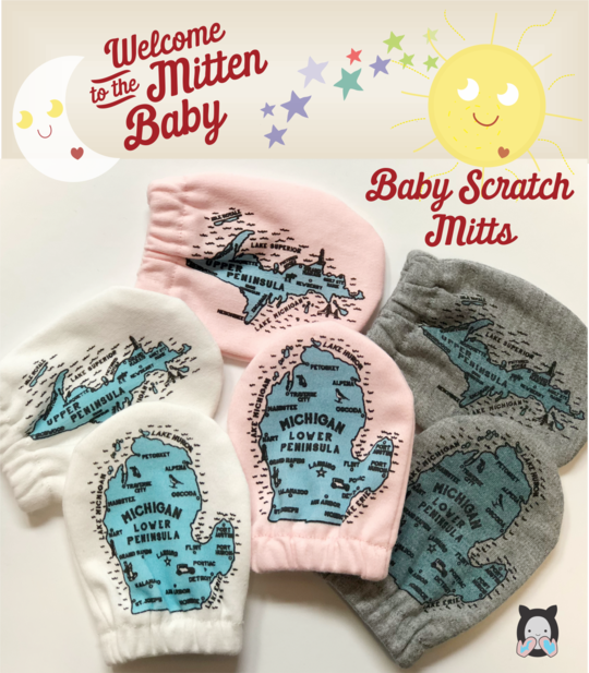 Michigan Mittens Baby Scratch Mitts: Snowball-Little Sprout