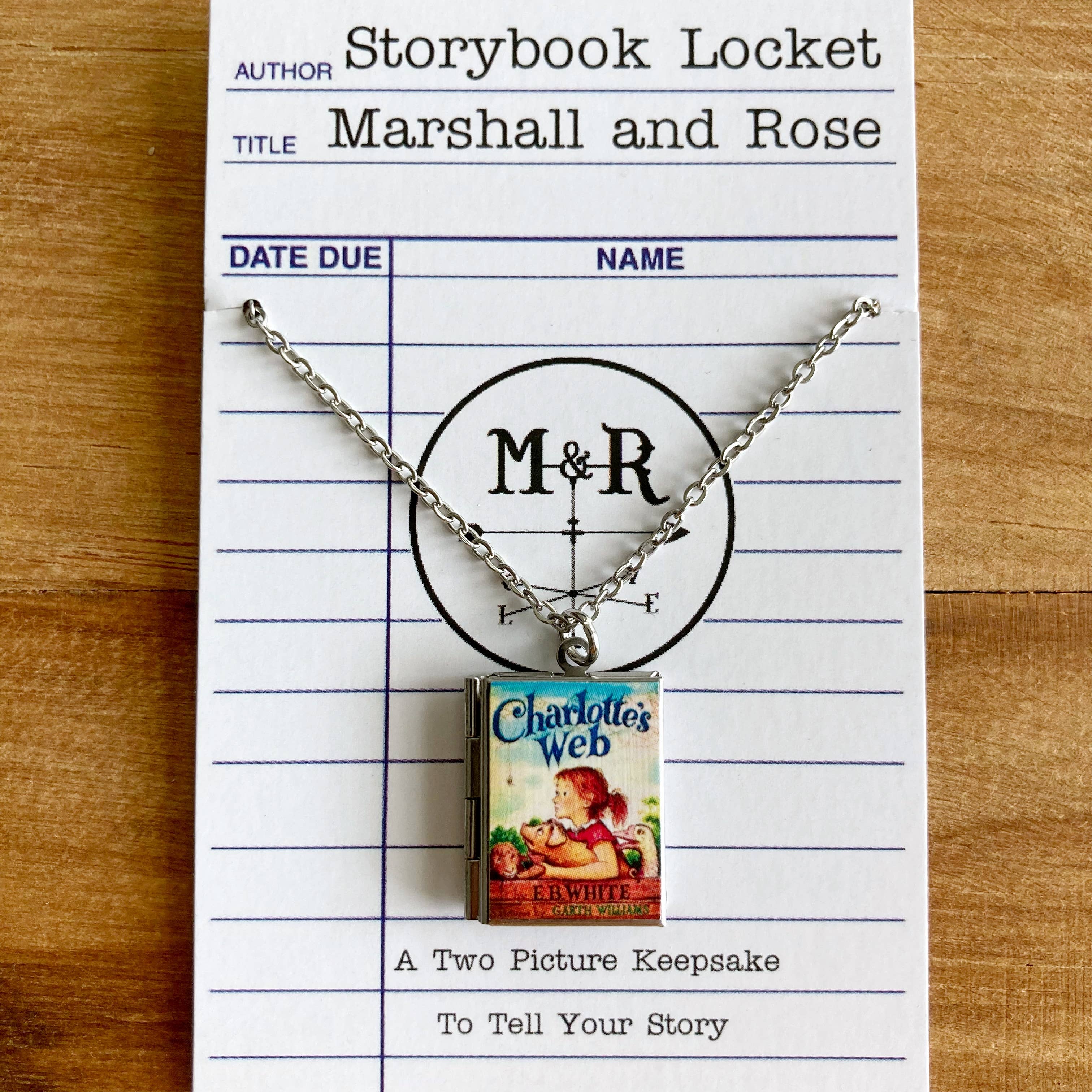Book Locket Charlotte's Web: Stainless Steel-Little Sprout