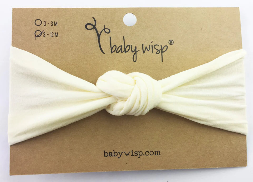 Nylon Knotted Turban Knots Baby Infant Headband: Ivory-Little Sprout