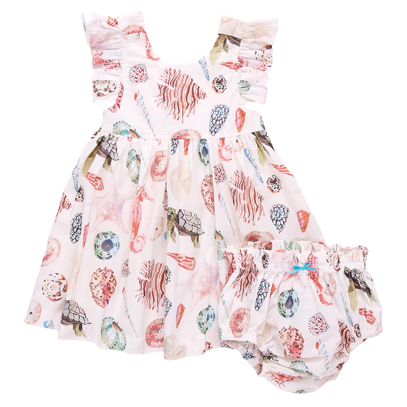 Baby Girls Liv Dress Set - Watercolor Shells-Little Sprout