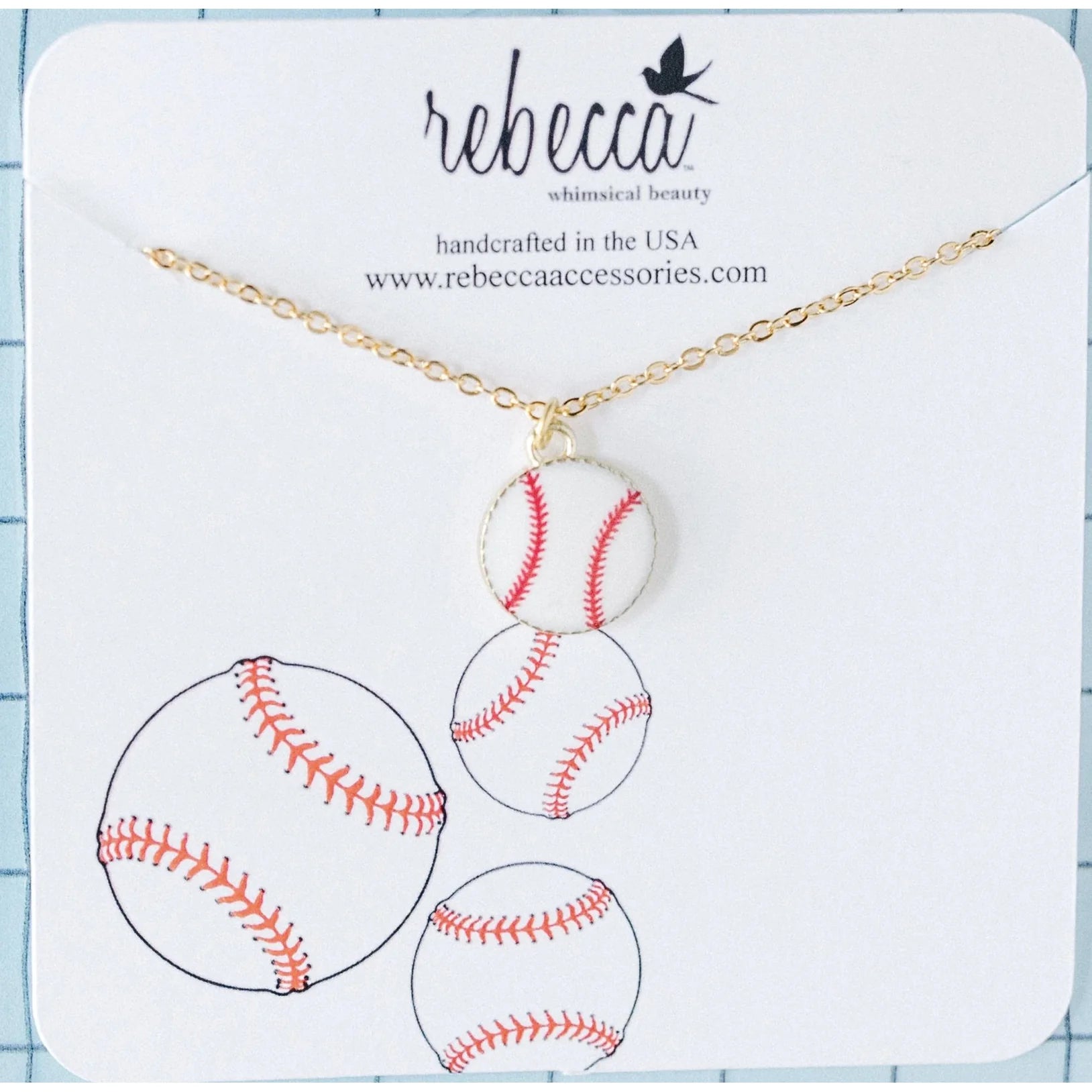 Baseball Enamel Necklace-Little Sprout