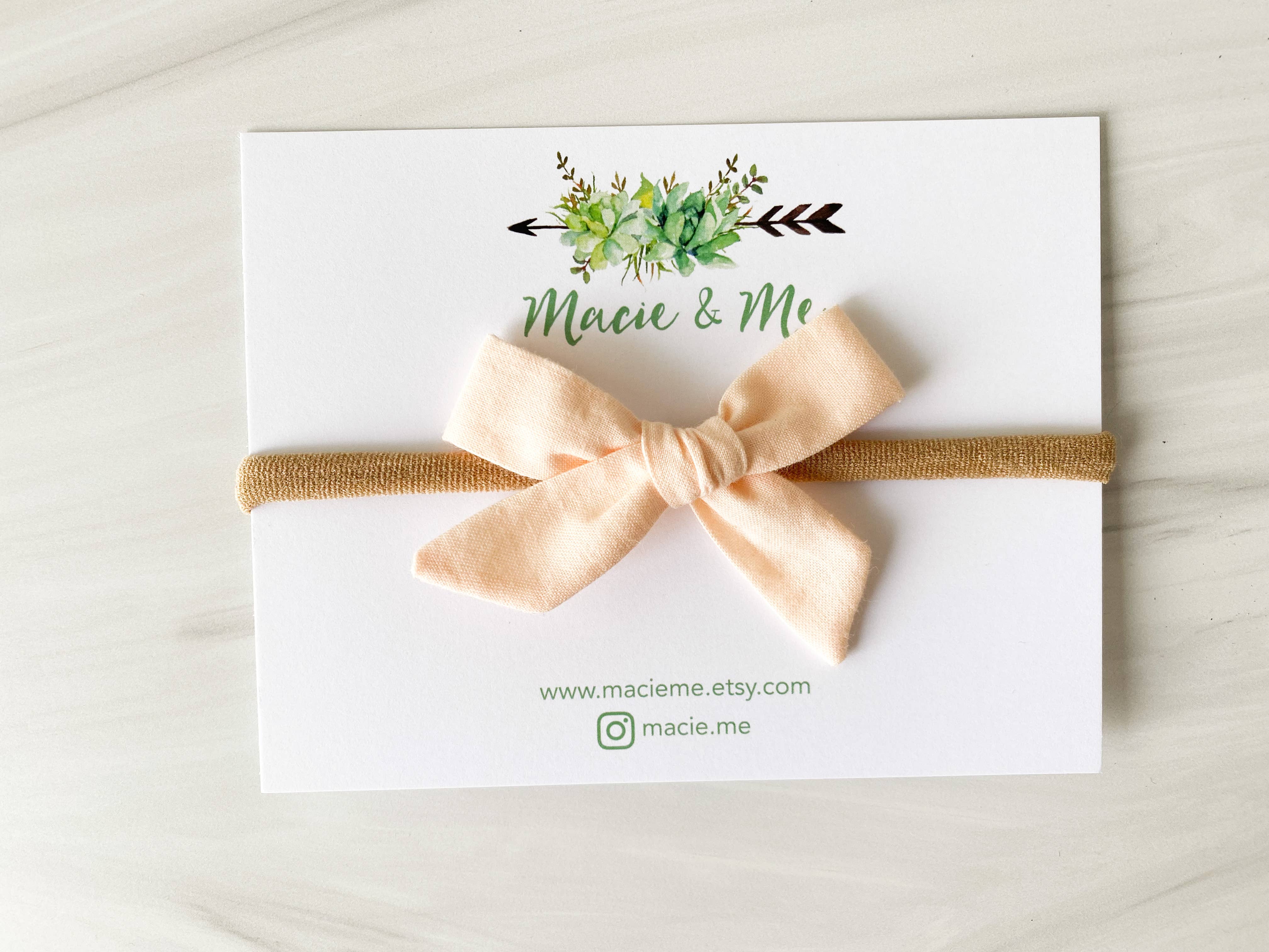 Light Peach Small Schoolgirl Bow-Little Sprout