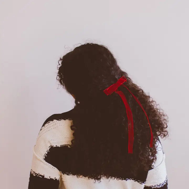 Velvet Double Bow - Red-Little Sprout