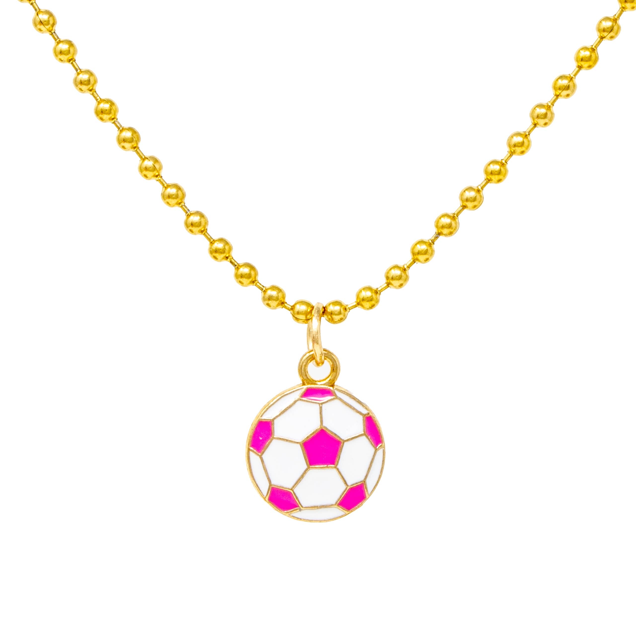 Pink Soccer Ball Necklace