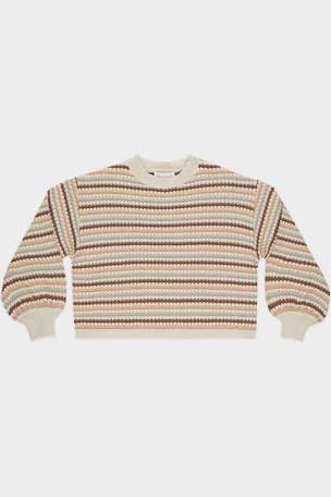 Boxy Crop Sweater - Honeycomb Stripe-Little Sprout