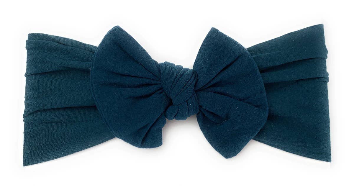 Nylon Bow Knotted Center Headwrap Infant Headband Baby Girl: Ivory-Little Sprout