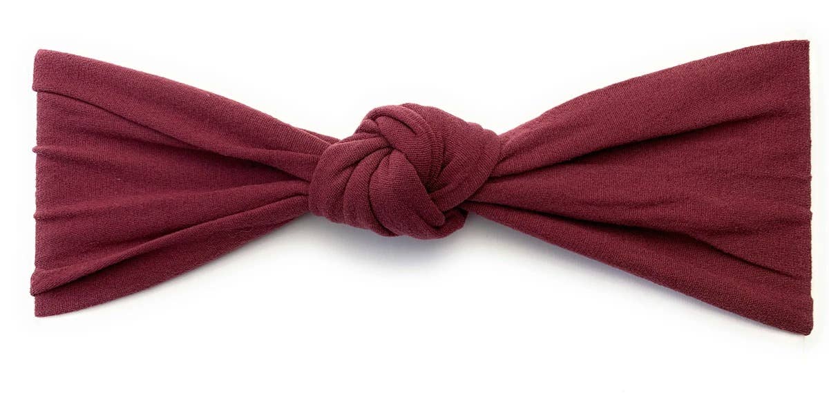 Nylon Knotted Turban Knots Baby Infant Headband: Midnight Mauve-Little Sprout
