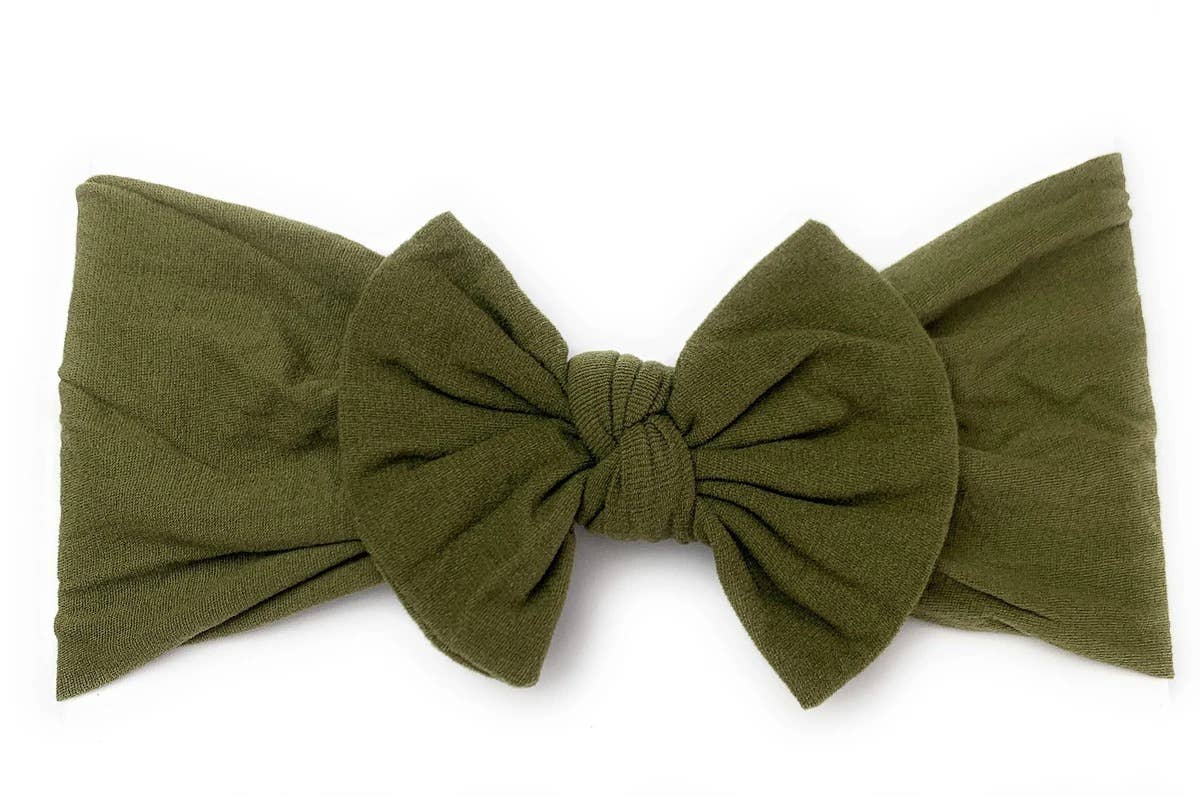 Nylon Bow Knotted Center Headwrap Infant Headband Baby Girl: Ivory-Little Sprout