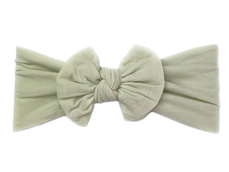 Nylon Bow Knotted Center Headwrap Infant Headband Baby Girl: Ivory-Little Sprout