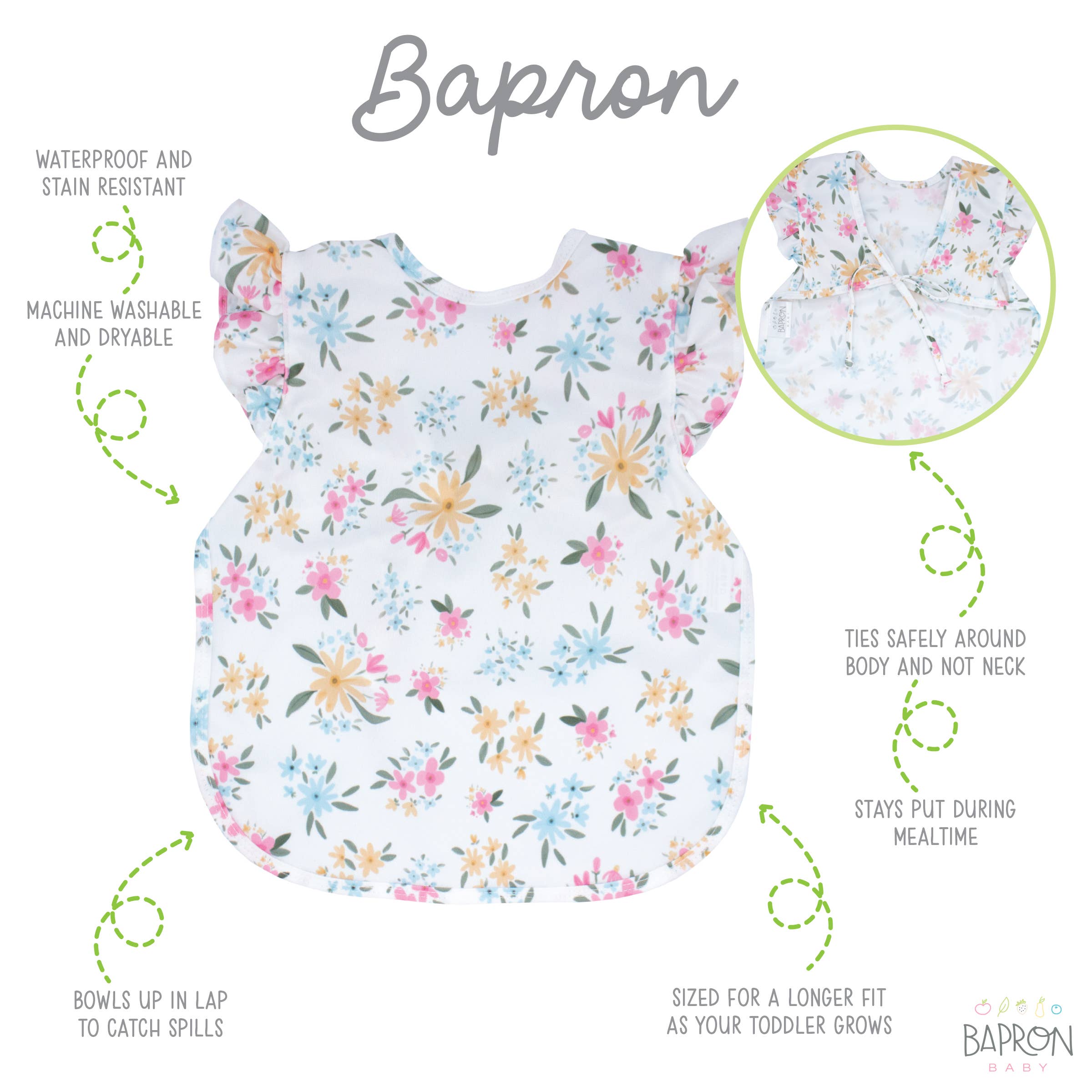 Pastel Floral Flutter Bapron: Toddler (6m-3T)