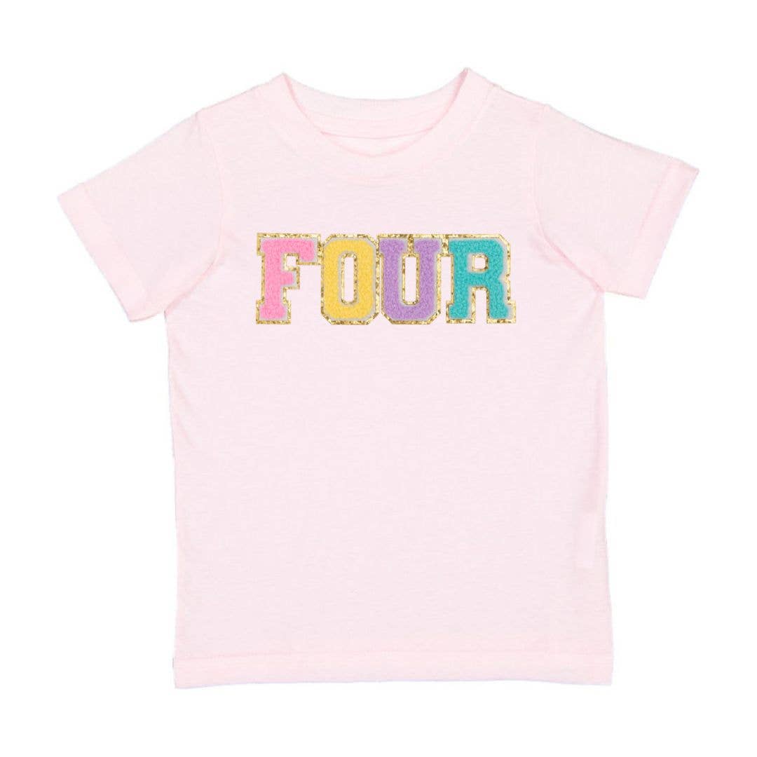 Fourth Birthday Patch Short Sleeve T-Shirt - Kids Birthday: 4T-Little Sprout