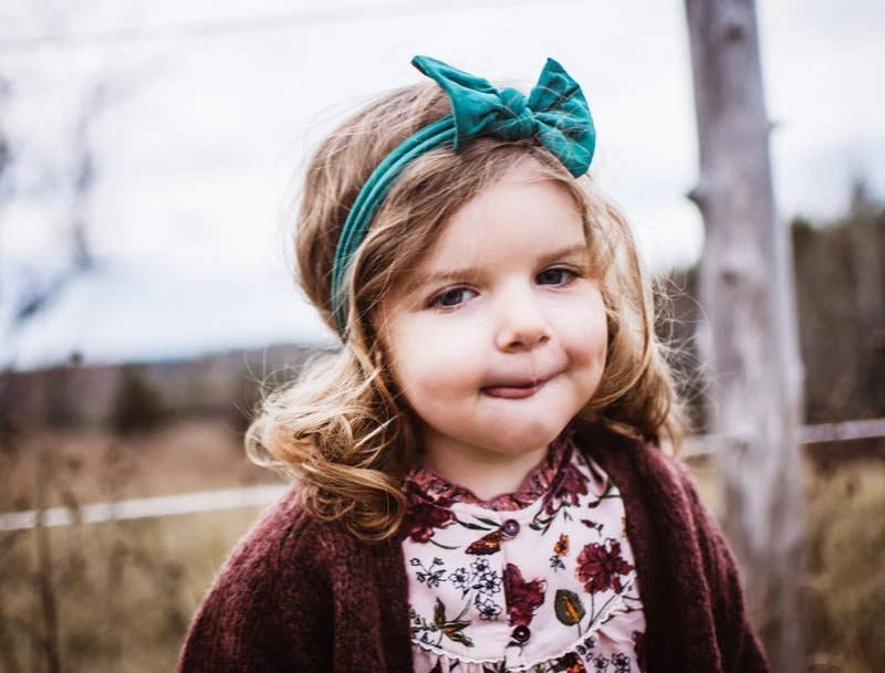 Nylon Bow Knotted Center Headwrap Infant Headband Baby Girl: Ivory-Little Sprout