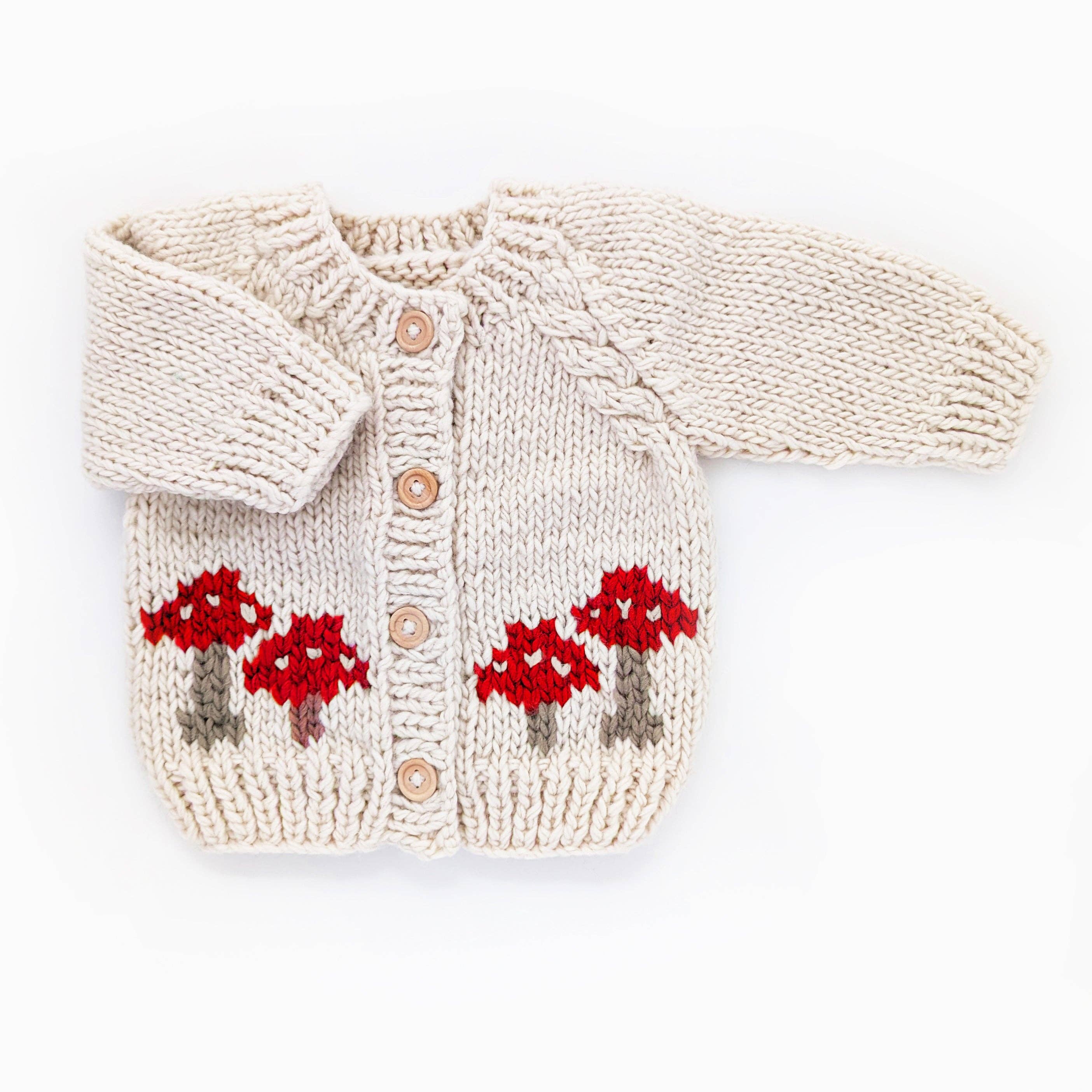 Mushroom Natural Cardigan Sweater Baby & Toddler : 12-18 months-Little Sprout