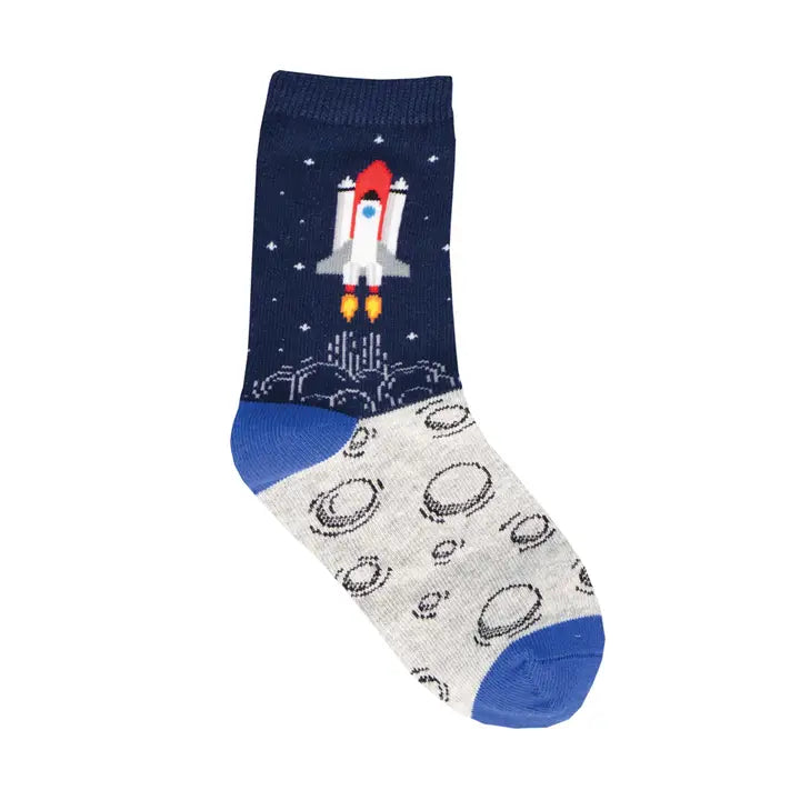 Kids Cotton Crew Socks - To the Moon and Back 4-7Y-Little Sprout