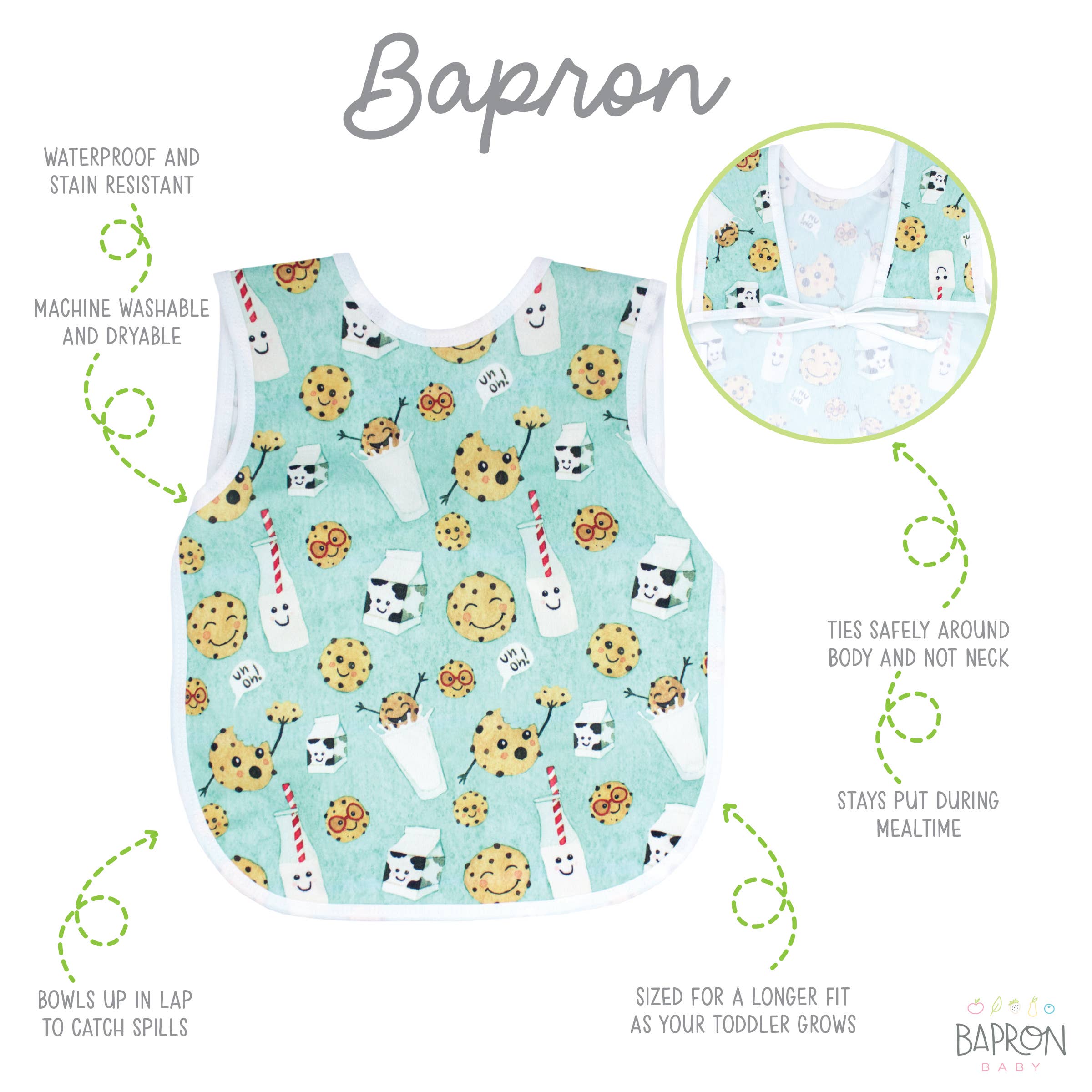 Cookies And Milk Bapron: Toddler (6m-3T)-Little Sprout