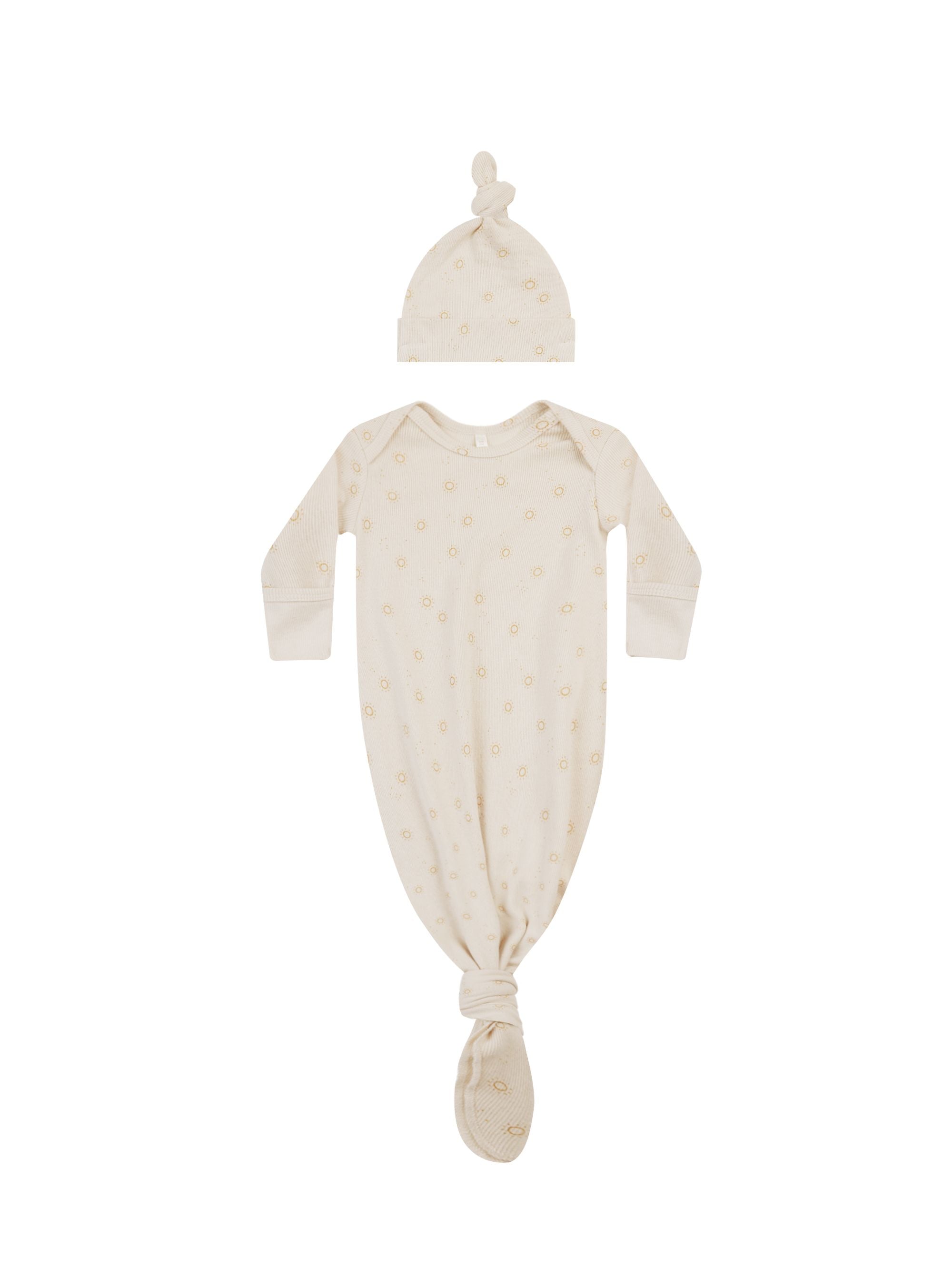 Knotted Baby Gown + Hat Set - OS-Little Sprout
