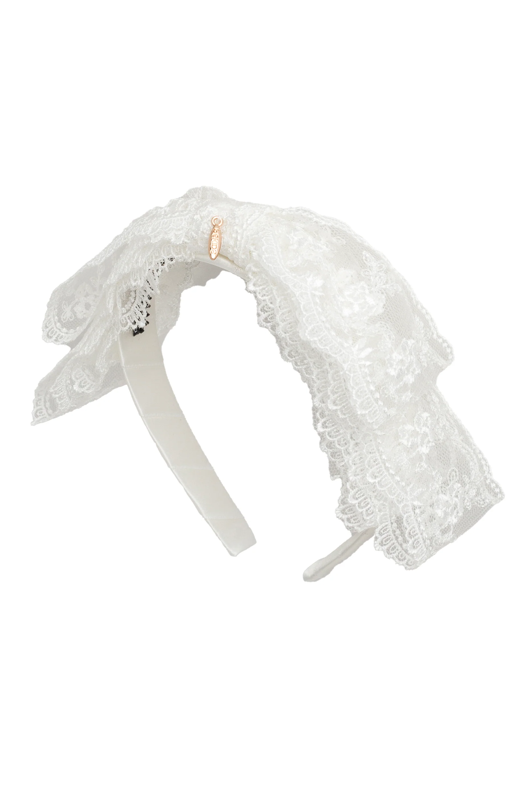 Heather Lace Headband - White-Little Sprout