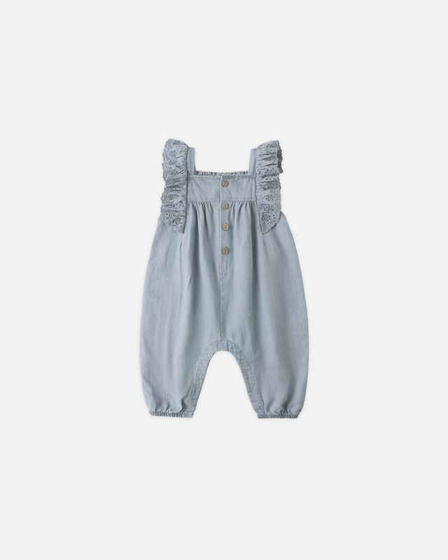 Quincy Mae Nova Romper Chambray Little Sprout