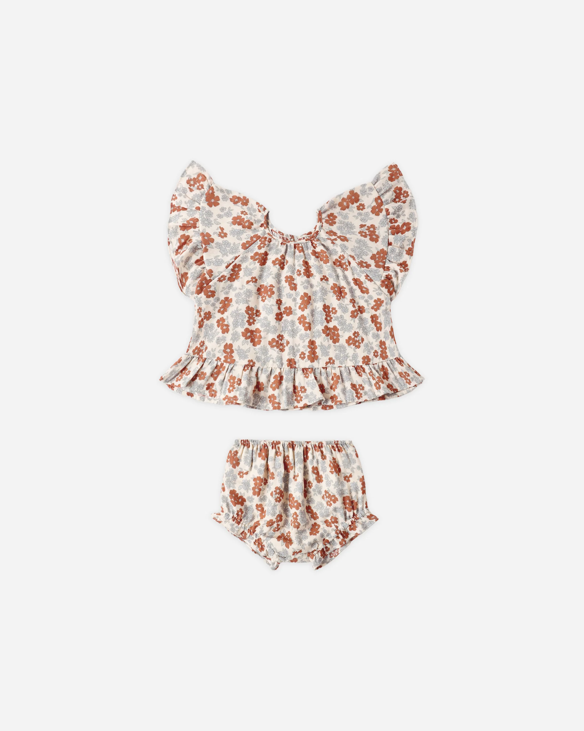Rylee and Cru Butterfly Top and Bloomer Set Americana Floral Little Sprout