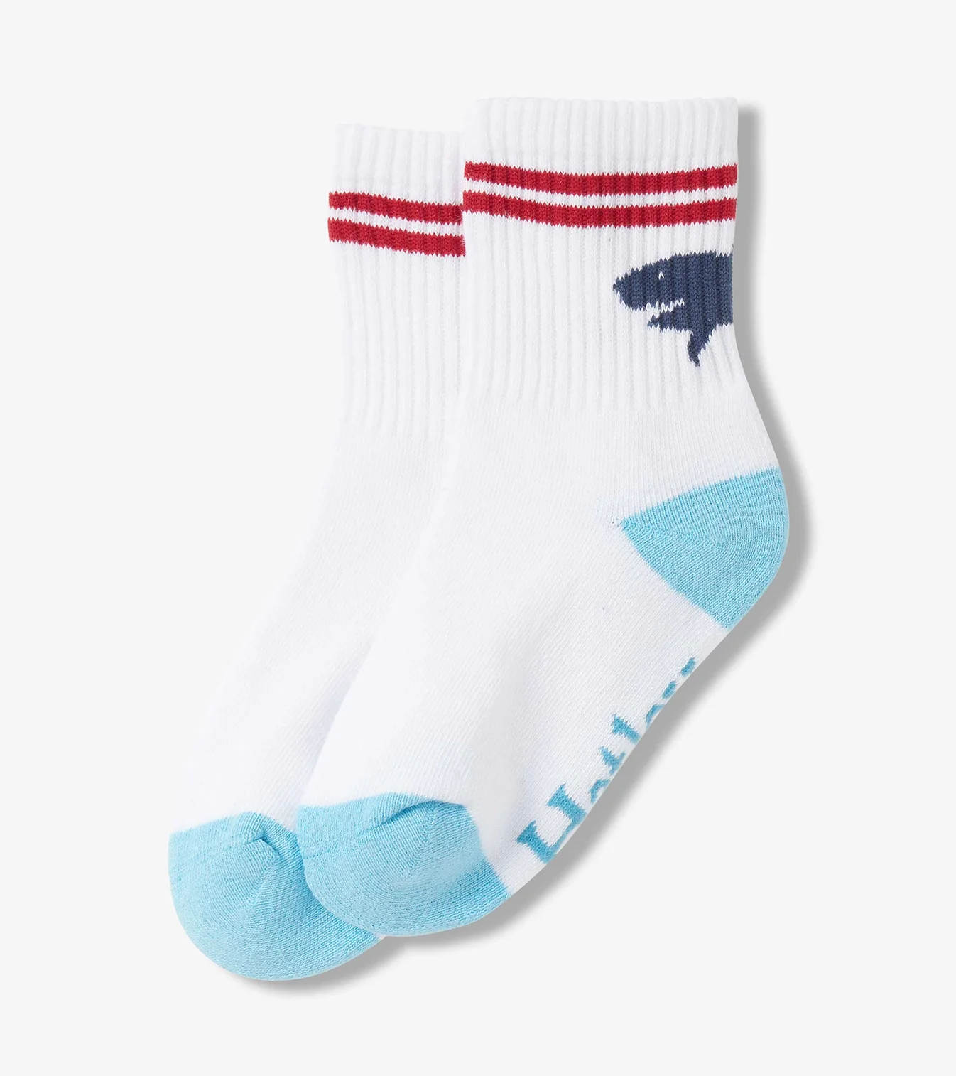 Shark Silhouette Crew Socks - White-Little Sprout