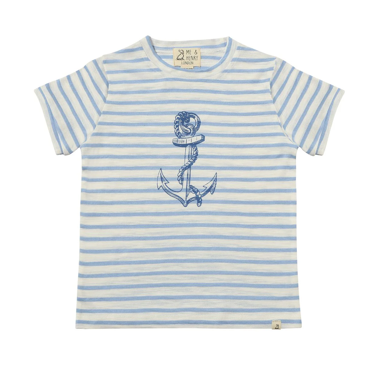 Newquay Printed Tee - Blue Anchor-Little Sprout