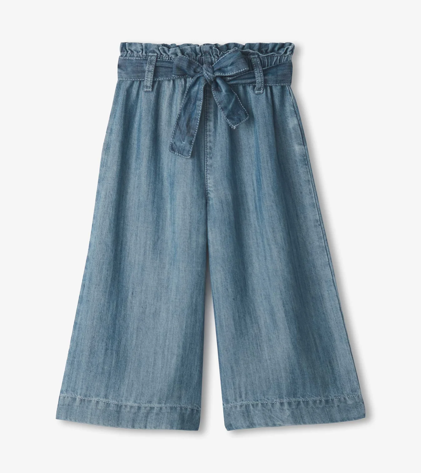 Cropped Paperbag Pants - Smokey Blue Wash-Little Sprout